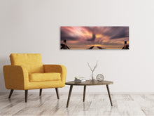 Laden Sie das Bild in den Galerie-Viewer, Leinwandbild Panorama Spektakulärer Sonnenuntergang auf der Brücke