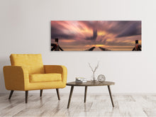 Laden Sie das Bild in den Galerie-Viewer, Leinwandbild Panorama Spektakulärer Sonnenuntergang auf der Brücke