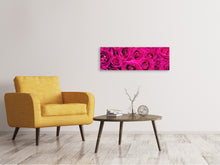 Laden Sie das Bild in den Galerie-Viewer, Leinwandbild Panorama Rosenblüten in pink