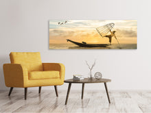 Laden Sie das Bild in den Galerie-Viewer, Leinwandbild Panorama Kunstvoller Fischer