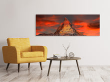 Laden Sie das Bild in den Galerie-Viewer, Leinwandbild Panorama Berge der Schweiz bei Sonnenuntergang