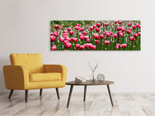 Laden Sie das Bild in den Galerie-Viewer, Leinwandbild Panorama Wildes Tulpenfeld