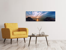 Laden Sie das Bild in den Galerie-Viewer, Leinwandbild Panorama Stimmungsvoller Sonnenuntergang am Meer