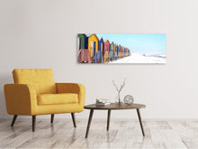 Laden Sie das Bild in den Galerie-Viewer, Leinwandbild Panorama Bunte Strandhäuser