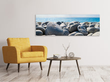 Laden Sie das Bild in den Galerie-Viewer, Leinwandbild Panorama Strand Steine