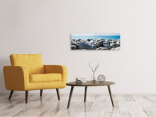 Laden Sie das Bild in den Galerie-Viewer, Leinwandbild Panorama Strand Steine