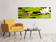Laden Sie das Bild in den Galerie-Viewer, Leinwandbild Panorama Der Frosch und die Seerose