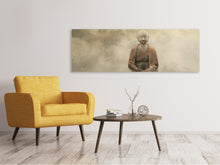 Laden Sie das Bild in den Galerie-Viewer, Leinwandbild Panorama Buddha im nebulösen Licht
