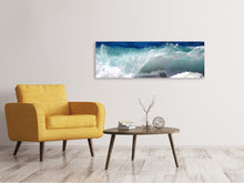 Laden Sie das Bild in den Galerie-Viewer, Leinwandbild Panorama Kraftvolle Brandung
