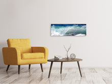 Laden Sie das Bild in den Galerie-Viewer, Leinwandbild Panorama Kraftvolle Brandung