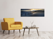 Laden Sie das Bild in den Galerie-Viewer, Leinwandbild Panorama Abendstimmung am langen Steg