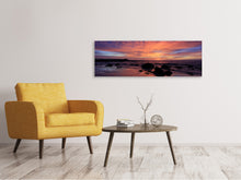 Laden Sie das Bild in den Galerie-Viewer, Leinwandbild Panorama Farbenprächtiger Sonnenuntergang