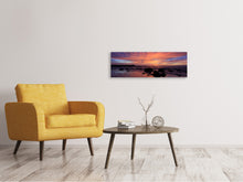 Laden Sie das Bild in den Galerie-Viewer, Leinwandbild Panorama Farbenprächtiger Sonnenuntergang