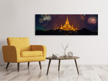 Laden Sie das Bild in den Galerie-Viewer, Leinwandbild Panorama Feuerwerk am Tempel