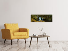 Laden Sie das Bild in den Galerie-Viewer, Leinwandbild Panorama Kleiner Wasserfall im Wald