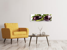 Laden Sie das Bild in den Galerie-Viewer, Leinwandbild Panorama Frische Auberginen