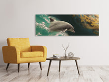 Laden Sie das Bild in den Galerie-Viewer, Leinwandbild Panorama Faszination Delfin