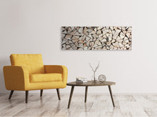 Laden Sie das Bild in den Galerie-Viewer, Leinwandbild Panorama Holzstapel