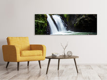 Laden Sie das Bild in den Galerie-Viewer, Leinwandbild Panorama Wasserfall im Abendlicht
