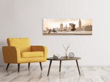 Laden Sie das Bild in den Galerie-Viewer, Leinwandbild Panorama Die Tauben auf dem Dach