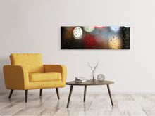 Laden Sie das Bild in den Galerie-Viewer, Leinwandbild Panorama Beleuchtete Wassertropfen