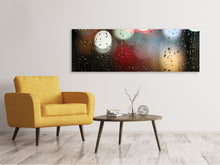 Laden Sie das Bild in den Galerie-Viewer, Leinwandbild Panorama Beleuchtete Wassertropfen