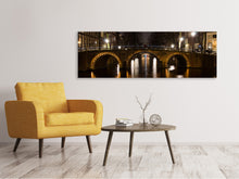Laden Sie das Bild in den Galerie-Viewer, Leinwandbild Panorama Nachts in Amsterdam