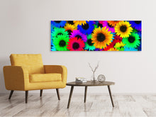 Laden Sie das Bild in den Galerie-Viewer, Leinwandbild Panorama Bunte Sonnenblumen