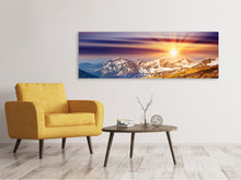 Laden Sie das Bild in den Galerie-Viewer, Leinwandbild Panorama Majestätischer Sonnuntergang am Berggipfel