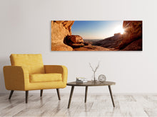 Laden Sie das Bild in den Galerie-Viewer, Leinwandbild Panorama Sonnenuntergang vor der Höhle