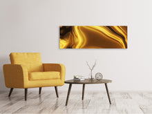 Laden Sie das Bild in den Galerie-Viewer, Leinwandbild Panorama Abstrakt Flüssiges Gold