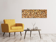 Laden Sie das Bild in den Galerie-Viewer, Leinwandbild Panorama Holzstämme