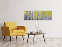 Laden Sie das Bild in den Galerie-Viewer, Leinwandbild Panorama Herbstlicher Birkenwald