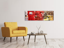 Laden Sie das Bild in den Galerie-Viewer, Leinwandbild Panorama Musiktext im Grungestil