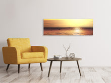 Laden Sie das Bild in den Galerie-Viewer, Leinwandbild Panorama Sonnenuntergang an der See