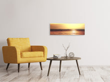 Laden Sie das Bild in den Galerie-Viewer, Leinwandbild Panorama Sonnenuntergang an der See