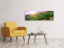 Laden Sie das Bild in den Galerie-Viewer, Leinwandbild Panorama Eine Sommerlandschaft bei Sonnenaufgang