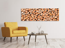 Laden Sie das Bild in den Galerie-Viewer, Leinwandbild Panorama Birkenstapel