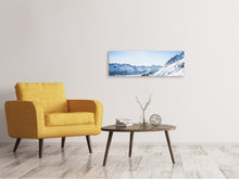 Laden Sie das Bild in den Galerie-Viewer, Leinwandbild Panorama Bergpanorama im Schnee