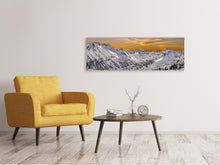 Laden Sie das Bild in den Galerie-Viewer, Leinwandbild Panorama Sonnenuntergang in den Bergen