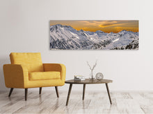 Laden Sie das Bild in den Galerie-Viewer, Leinwandbild Panorama Sonnenuntergang in den Bergen