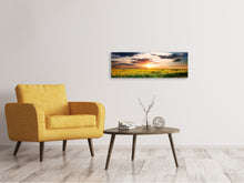 Laden Sie das Bild in den Galerie-Viewer, Leinwandbild Panorama Ein Feld von Sonnenblumen