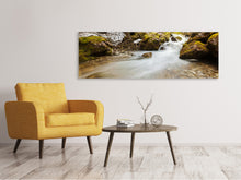 Laden Sie das Bild in den Galerie-Viewer, Leinwandbild Panorama Herabstürzender Bach