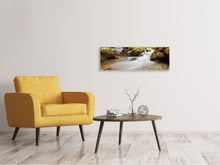 Laden Sie das Bild in den Galerie-Viewer, Leinwandbild Panorama Herabstürzender Bach