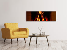 Laden Sie das Bild in den Galerie-Viewer, Leinwandbild Panorama Feuer im Kamin