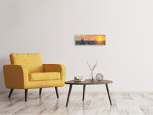 Laden Sie das Bild in den Galerie-Viewer, Leinwandbild Panorama Skyline Köln bei Sonnenuntergang