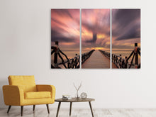 Laden Sie das Bild in den Galerie-Viewer, Leinwandbild 3-teilig Spektakulärer Sonnenuntergang auf der Brücke