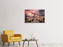 Laden Sie das Bild in den Galerie-Viewer, Leinwandbild 3-teilig Spektakulärer Sonnenuntergang auf der Brücke