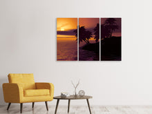 Laden Sie das Bild in den Galerie-Viewer, Leinwandbild 3-teilig Die einsame Insel im Sonnenuntergang