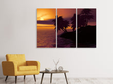 Laden Sie das Bild in den Galerie-Viewer, Leinwandbild 3-teilig Die einsame Insel im Sonnenuntergang